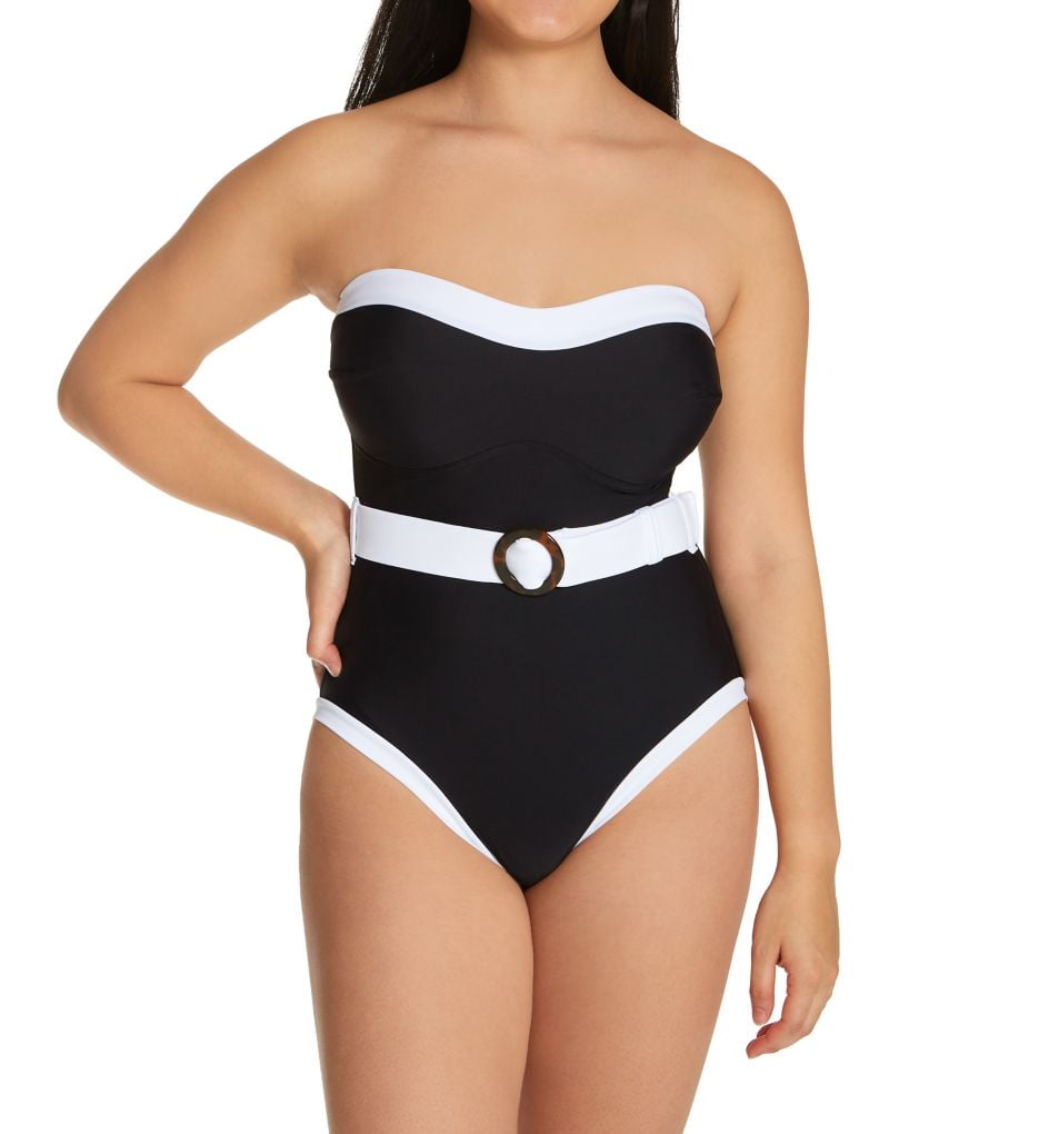 Noire Swimwear belt-detail swimsuit - White