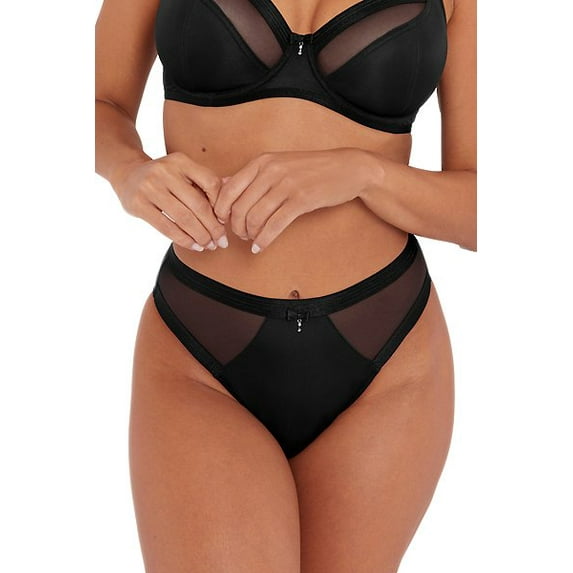 Women's Pour Moi 15003 Viva Luxe High Leg Brief Panty (Black L)