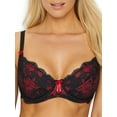 thumbnail image 1 of Women's Pour Moi 1502 Amour Underwire Lace Bra (Black/Scarlet 34FF), 1 of 2