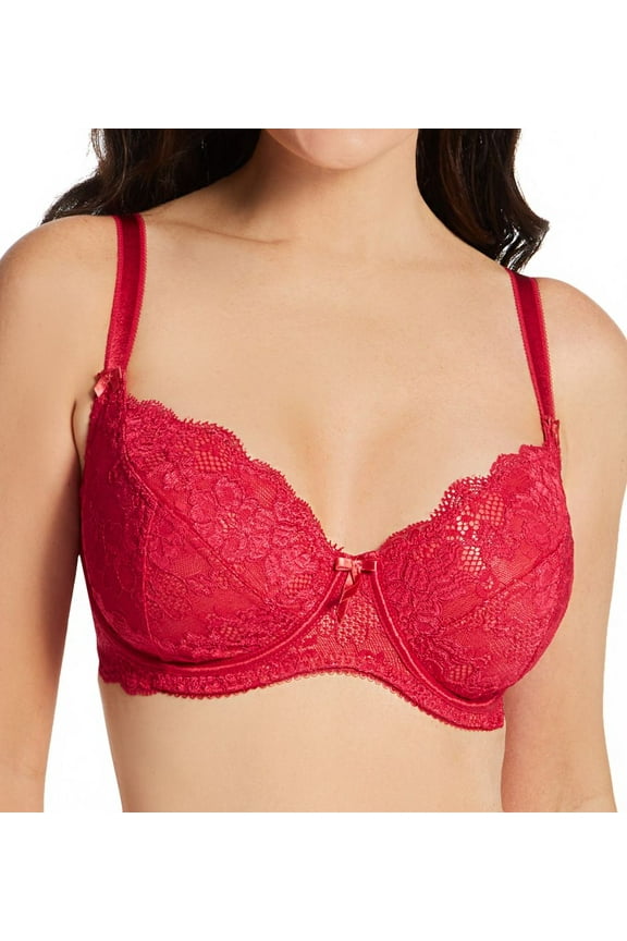 Women's Pour Moi 1502 Amour Underwire Lace Bra (Red/Cherry 32E)