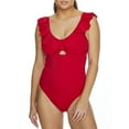 thumbnail image 1 of Women's Pour Moi 18106 Space Frill Non Wire One Piece Swimsuit (Red L), 1 of 2