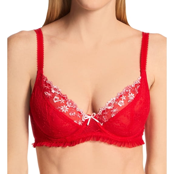 Women's Pour Moi 20112 Gigi Plunge Non Padded Underwire Bra (Red/Pink 32E)