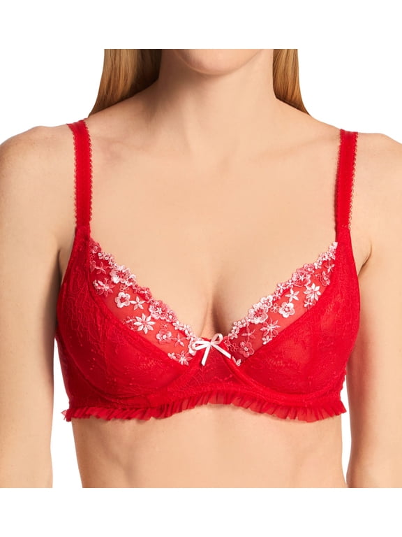 Women's Pour Moi 20112 Gigi Plunge Non Padded Underwire Bra (Red/Pink 36FF)