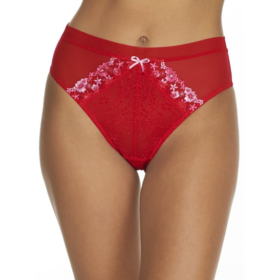 Women's Pour Moi 20115 Gigi High Leg Brief Panty (Red/Pink S)