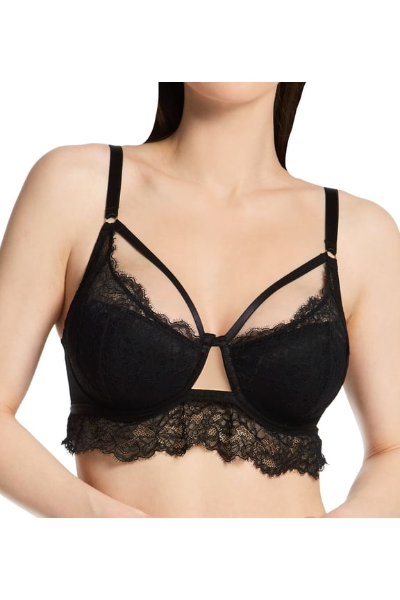 Women's Pour Moi 20311 India Padded Demi Underwire Bra (Black 36FF)