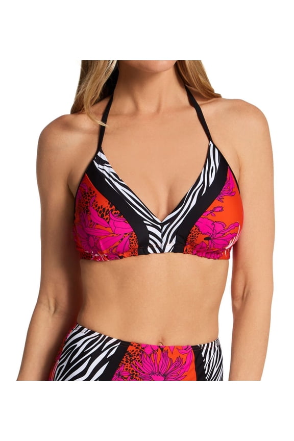 Women's Pour Moi 20710 In The Mix Non Wired Padded Triangle Swim Top (Animal Mix S)