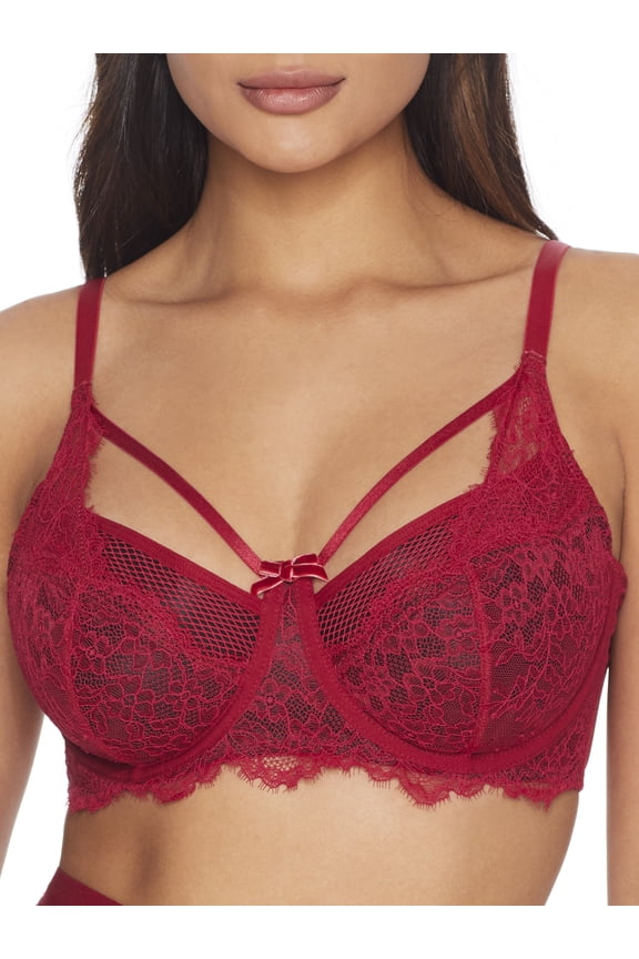 Women's Pour Moi 21702 Dark Romance Underwire Bra (Red/Black 32F)