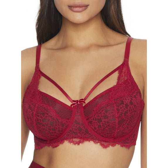 Women's Pour Moi 21702 Dark Romance Underwire Bra (Red/Black 36GG)