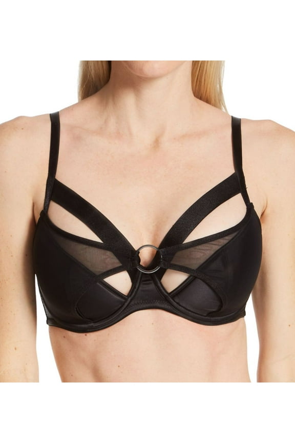 Women's Pour Moi 23800 Contradiction Obsessed Padded Half Bra (Black 32F)