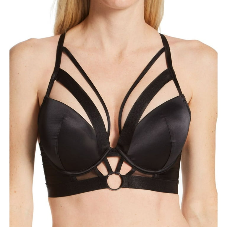 Women's Pour Moi 23801 Contradiction Obsessed Padded Push Up Longline Bra  (Black 32C)