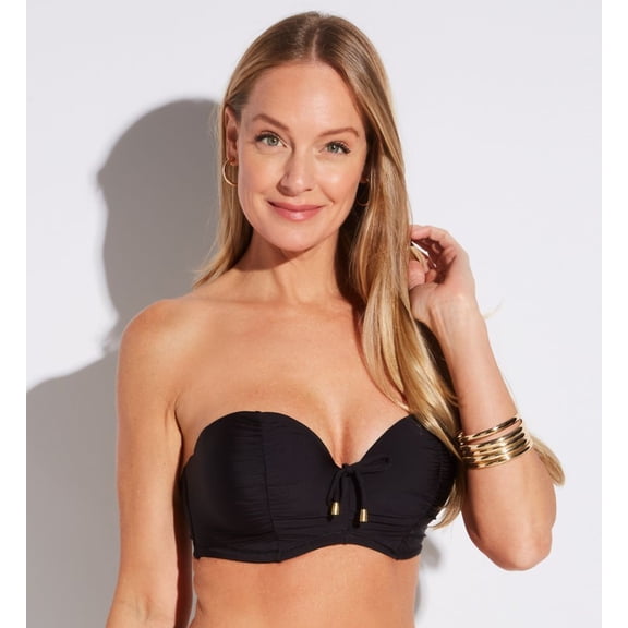 Women's Pour Moi 24900 Santa Cruz Strapless Padded Underwire Swim Top (Black 34E)