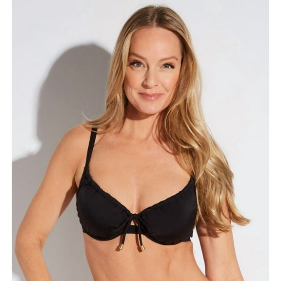 Women's Pour Moi 24902 Santa Cruz Underwire Non Padded Swim Top (Black 34D)