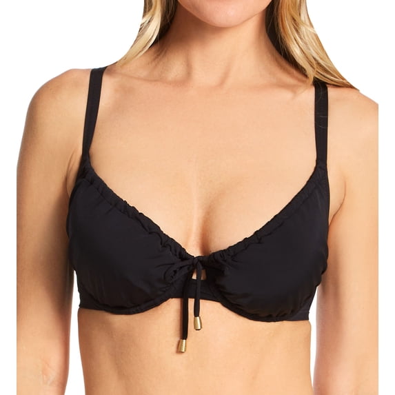 Women's Pour Moi 24902 Santa Cruz Underwire Non Padded Swim Top (Black 36DD)