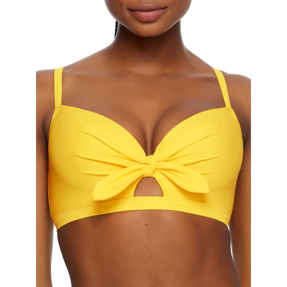Women's Pour Moi 25100 Sunshine Padded Underwire Tie Swim Top (Yellow 36DD)