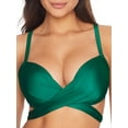 thumbnail image 1 of Women's Pour Moi 36036 Space Front Fastening Wrap Underwire Swim Top (Forest 38D), 1 of 3