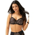 thumbnail image 1 of Women's Pour Moi 3827 Sophia Lace Embroidered Side Support Bra (Black 34DD), 1 of 4