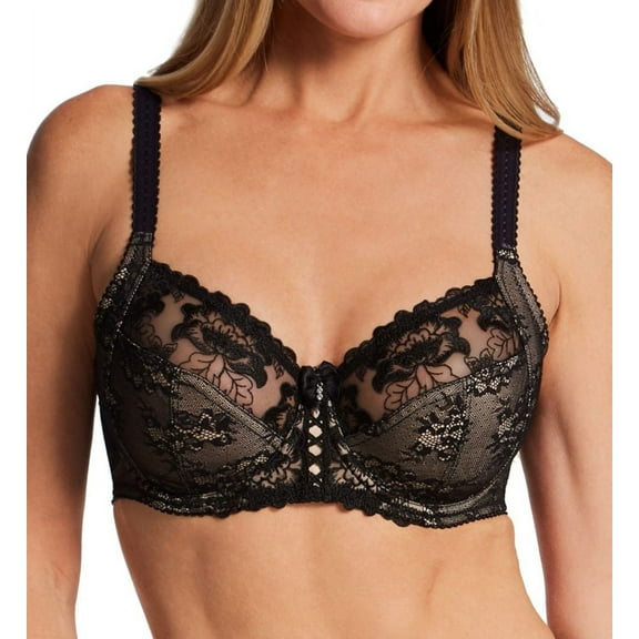 Women's Pour Moi 3827 Sophia Lace Embroidered Side Support Bra (Black 42E)