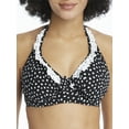 thumbnail image 1 of Women's Pour Moi 3902 Hot Spots Halter Underwire Bikini Swim Top (Black/White 32E), 1 of 2