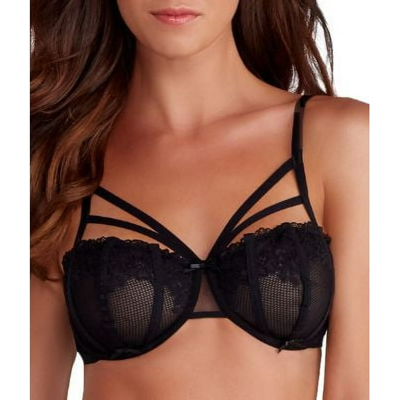 Women's Pour Moi 50000 Contradiction Strapped Underwire Bra (Black 32F)