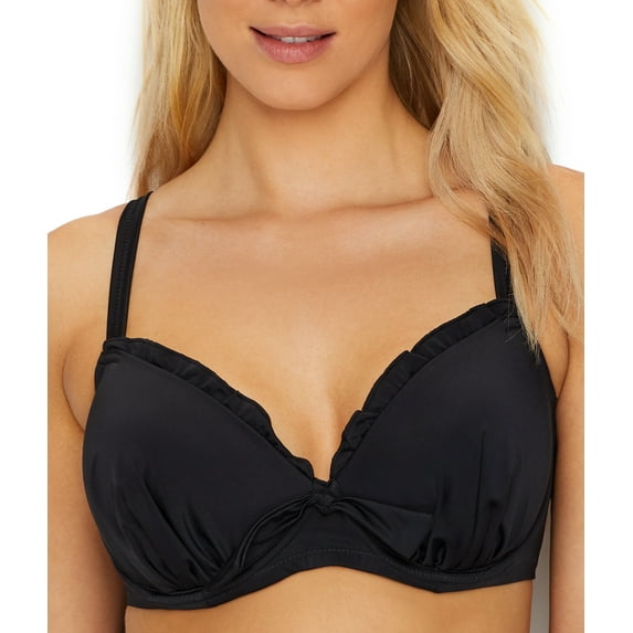 Women's Pour Moi 6007 Splash Padded Underwire Bikini Swim Top (Black 38E)