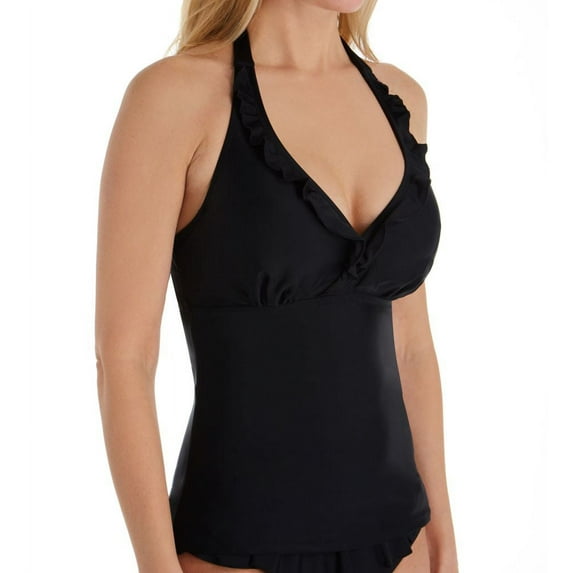 Women's Pour Moi 6011 Splash Underwire Halter Tankini Swim Top (Black 40F)