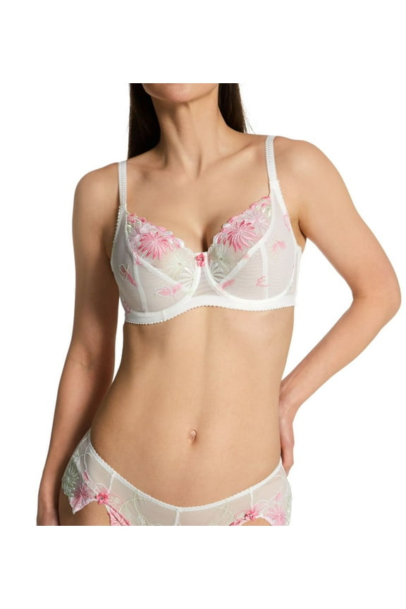 Women's Pour Moi 7702 St. Tropez Full Cup Underwire Bra (White/Pink/Green 34GG)
