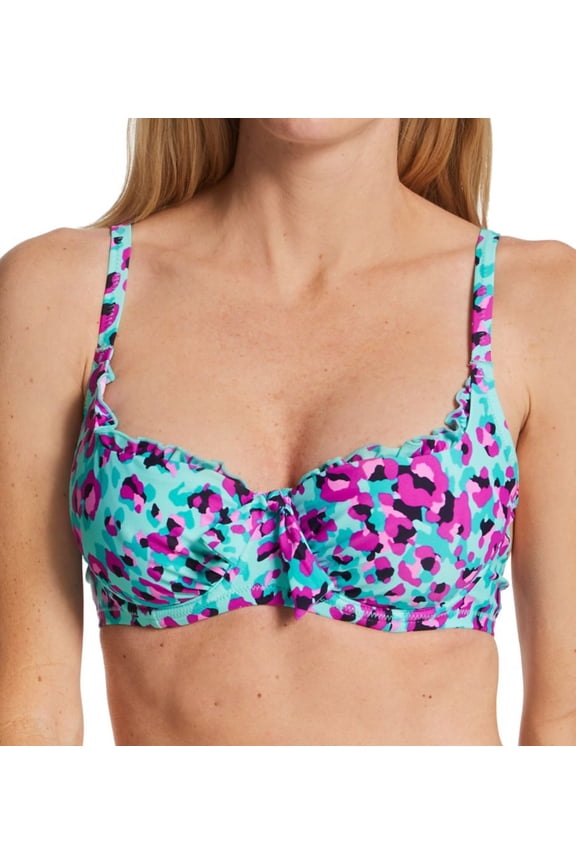 Women's Pour Moi 80002 Getaway Underwire Bikini Swim Top (Aquaburst 34D)