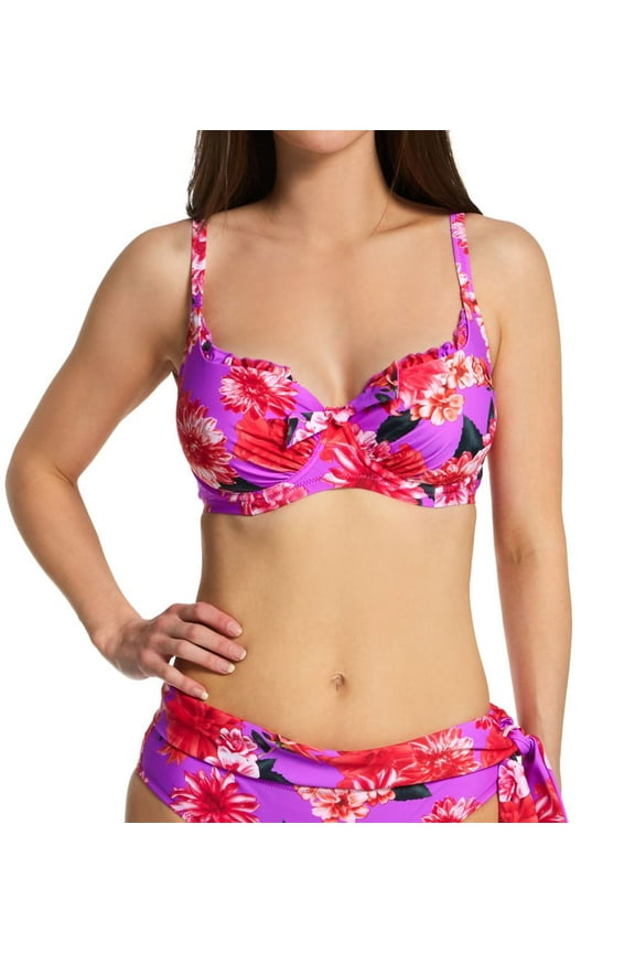 Women's Pour Moi 80012 Getaway Underwire Swim Top (Ultraviolet Floral 36C)