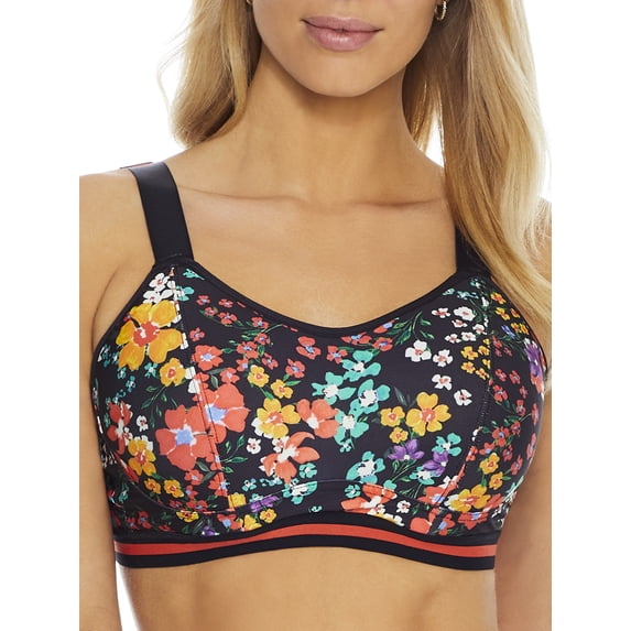 Women's Pour Moi 97003 Energy Empower Convertible Underwire Sports Bra (Black Ditsy 36FF)