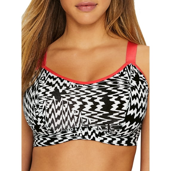 Women's Pour Moi 97003 Energy Empower Convertible Underwire Sports Bra (Black/White Print 32FF)
