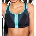 thumbnail image 1 of Women's Pour Moi 97006 Energy Zip Front Padded Sports Bra (Black/Aqua 34FF), 1 of 1