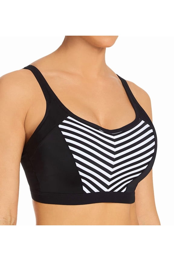 Women's Pour Moi 97007 Energy Rush Lightly Padded Underwire Sports Bra (Black/White 32DD)