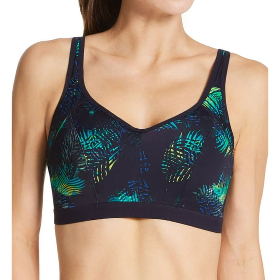 Women's Pour Moi 97007 Energy Rush Lightly Padded Underwire Sports Bra (Navy Fern 34E)