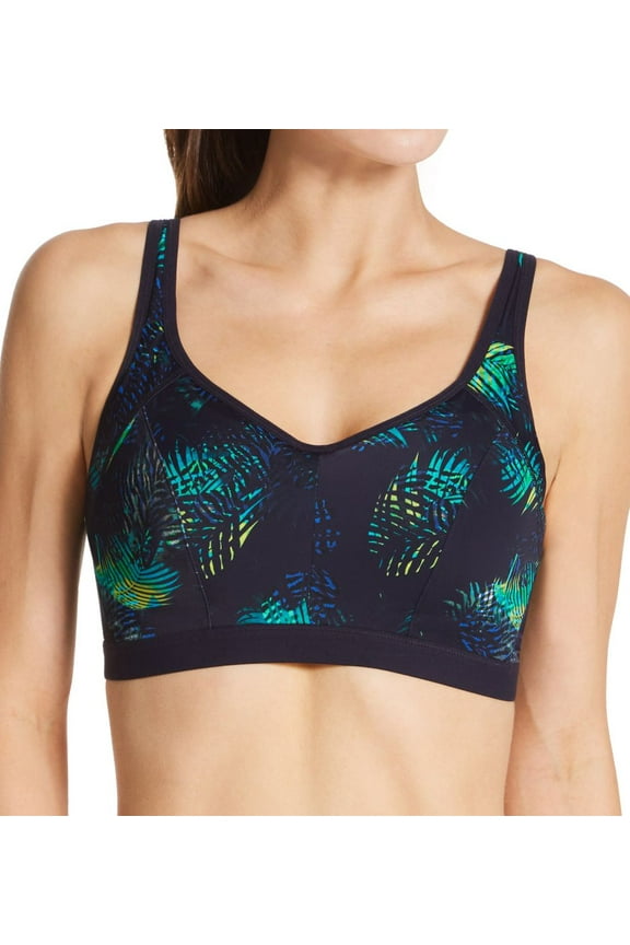 Women's Pour Moi 97007 Energy Rush Lightly Padded Underwire Sports Bra (Navy Fern 36FF)