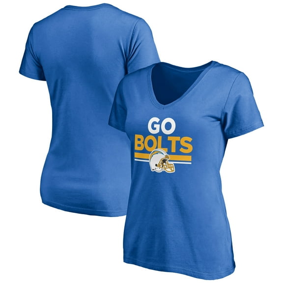 Women's Powder Blue Los Angeles Chargers Hometown Collection Go Bolts V-Neck T-Shirt