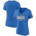 thumbnail image 1 of Women's Powder Blue Los Angeles Chargers Nostalgia V-Neck T-Shirt, 1 of 3