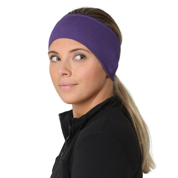 TrailHeads Womens Ponytail Headband - Moisture Wicking Hair Headband for Running, Winter, Workout - Athletic Headband Women - heather purple