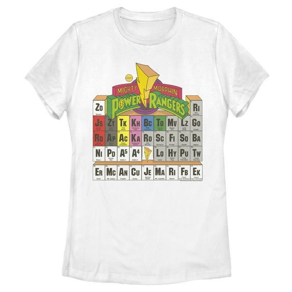 Women's Power Rangers Periodic Table of Heroes Graphic Tee White Small