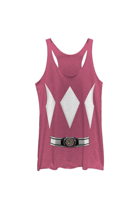 Women's Power Rangers Pink Ranger Costume Tee Racerback Tank Top Pink Heather X Large