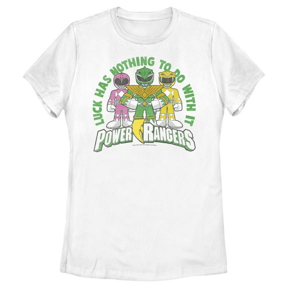 Women's Power Rangers St. Patrick's Day Luck has Nothing to do with It  Graphic Tee White X Large