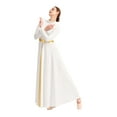 thumbnail image 1 of Women's Praise Dance Dress Metallic Waistband Long Swing Liturgical Worship Church Robe, 1 of 4