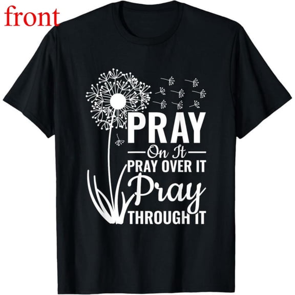 Women's Pray On It Graphic Breathable T Shirt Casual Comfortable Short Sleeve Round Neck Top Black S-5XL
