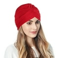 thumbnail image 1 of Women's Pre-Tied Turban Headwrap, Pull-On Head Cover Cap for Quick Style, Casual and Comfortable for Daily Wear and Home Use-Red, 1 of 4