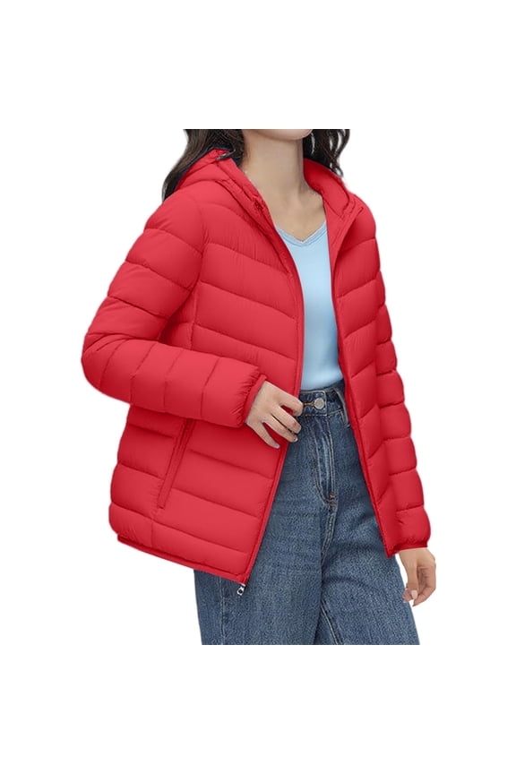 Women's Premium 90 Down Jacket Hooded Winter Coat Lightweight Warm Compressible Outerwear With Carry Pouch