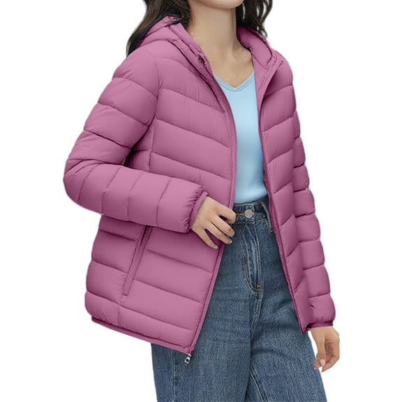 Women's Premium 90 Down Jacket Hooded Winter Coat Lightweight Warm Compressible Outerwear With Carry Pouch