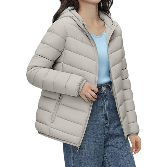 Women's Premium 90 Down Jacket Hooded Winter Coat Lightweight Warm Compressible Outerwear With Carry Pouch