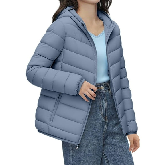 Women's Premium 90 Down Jacket Hooded Winter Coat Lightweight Warm Compressible Outerwear With Carry Pouch