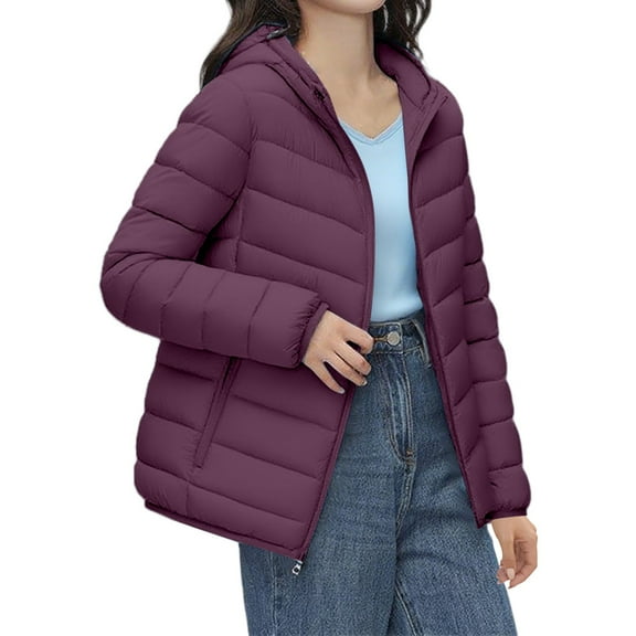 Women's Premium 90 Down Jacket Hooded Winter Coat Lightweight Warm Compressible Outerwear With Carry Pouch