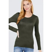 ACTIVE BASIC Women's Premium Basic Long Sleeve Round Crew Neck T-Shirt Top Warm Soft in Several Colors