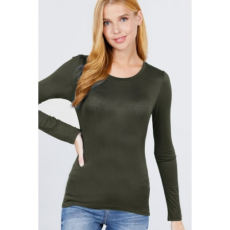 Women's Premium Basic Long Sleeve Round Crew Neck T-Shirt Top Warm Soft in Several Colors